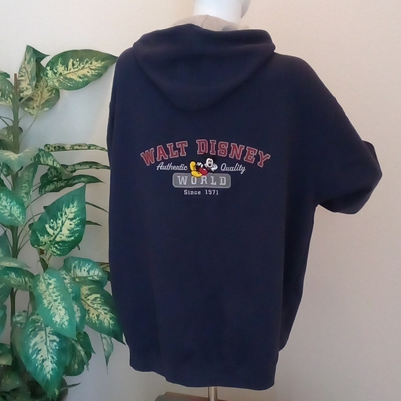 Disney World Hooded Navy Embroidered Sweatshirt with Full Front Zip - Picture 1 of 10
